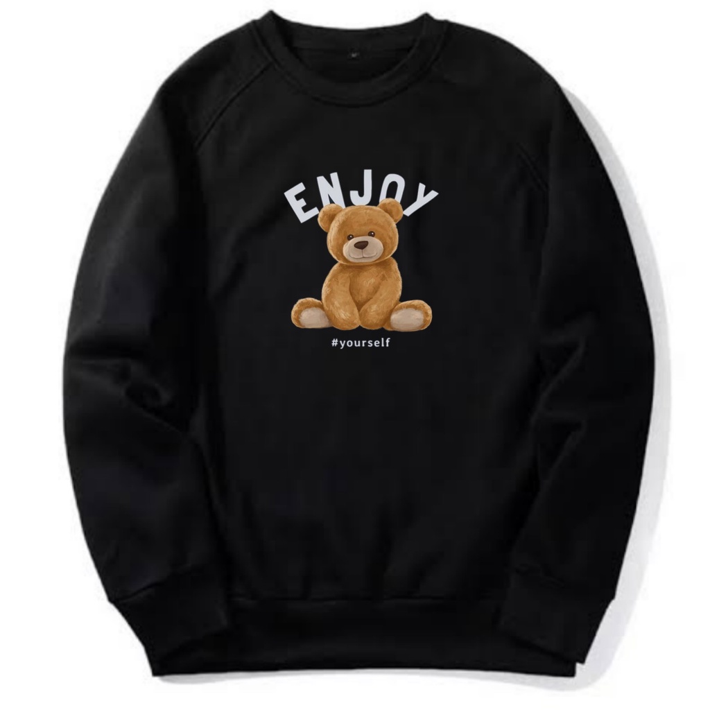 Crewneck Black Motif Simpel Pria dan Wanita Premium Quality