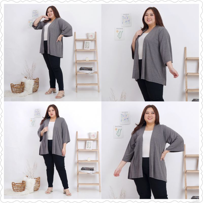 OVERSIZE KIMONO CARDI kantong Cardigan jumbo polos LD130 LD150