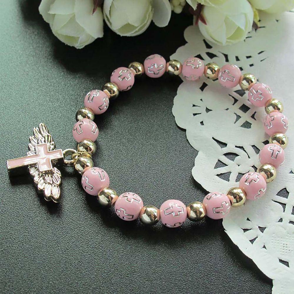 Lily Cross Bead Gelang Wanita Bronzing Akrilik Charm Bracelet