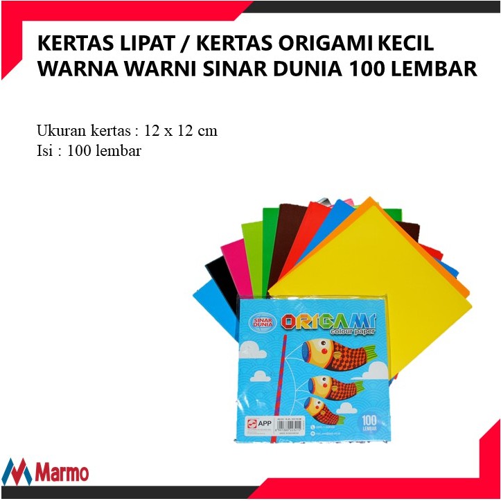 

KERTAS LIPAT / KERTAS ORIGAMI KECIL WARNA WARNI SINAR DUNIA 100 LEMBAR
