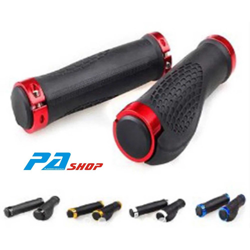Handgrip Sepeda Ergonomis Double Lock MTB Biru-Merah-Putih-Hitam-Gold Terbatas