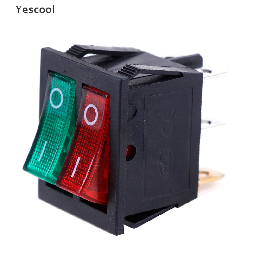 Yescool Saklar rocker on / off 6 pin 250V / 15A 125V / 20A Dengan Lampu Merah / Hijau Untuk Perahu