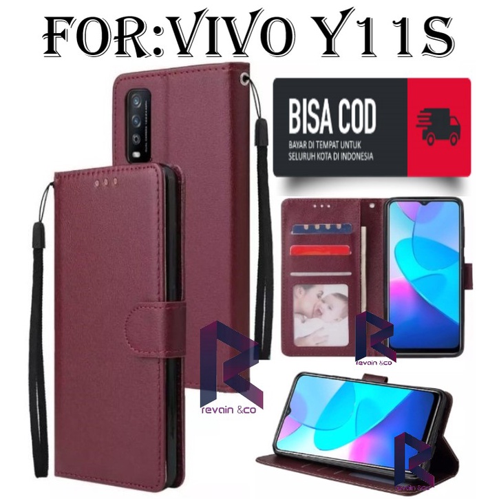 VIVO Y11S FLIP WALLET LEATHER KULIT PREMIUM SARUNG BUKA TUTUP FLIP CASE VIVO Y11S