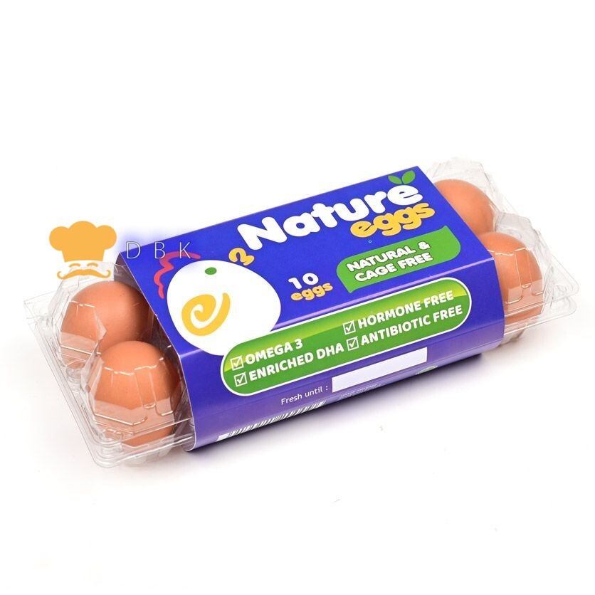 

Telur Ayam Nature Eggs 10 butir Organik - bebas bakteri - omega 3 DHA