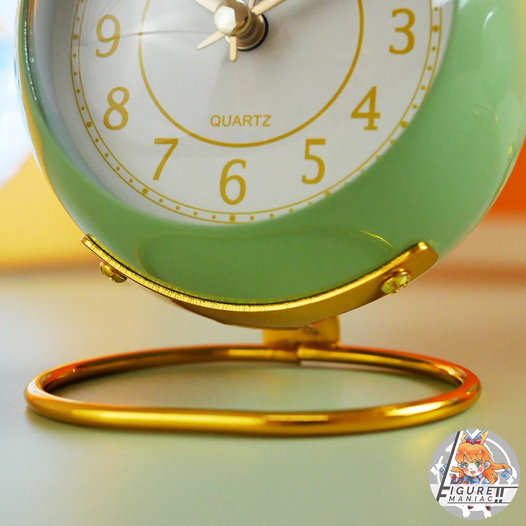 Figure Maniac - Jam Weker Meja Belajar Alarm Aesthetic Retro Style Elegan Vintage Premium lengkap dengan lampu tidur