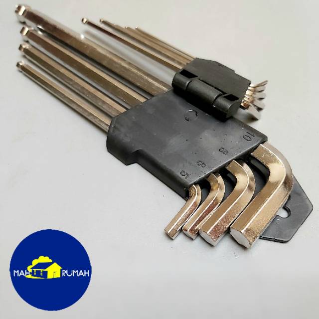 Kunci L 9pcs 9 pcs Set Panjang Ballpoint Ball Point Hex Key Bolpoin - RRT (YSK/Popeye/YhongGong)