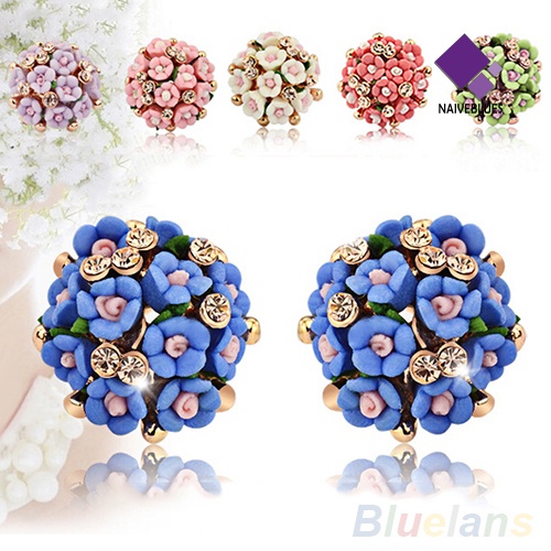 Anting Stud Klip Berlian Imitasi Dazzling Untuk Wanita