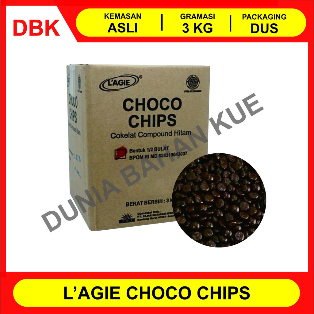 

CHOCO CHIPS COKLAT LAGIE 1/2 BULAT 3 KG