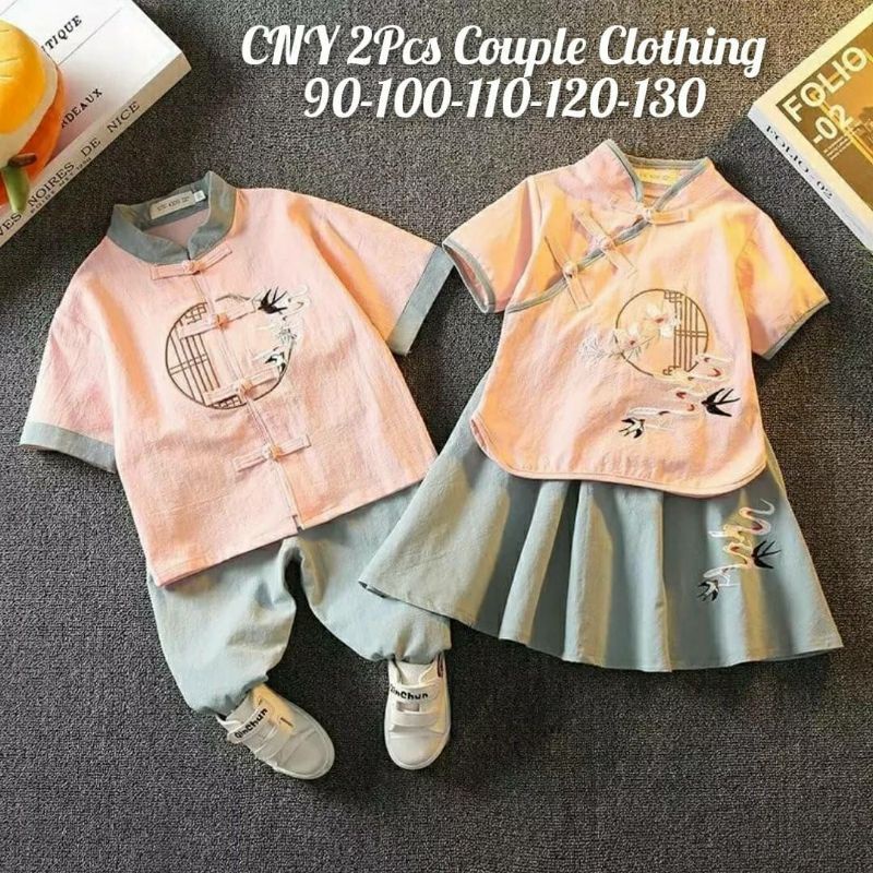 CNY 2Pcs Couple Chothing / Baju Anak Couple Model China/Baju Lengan Sanghai