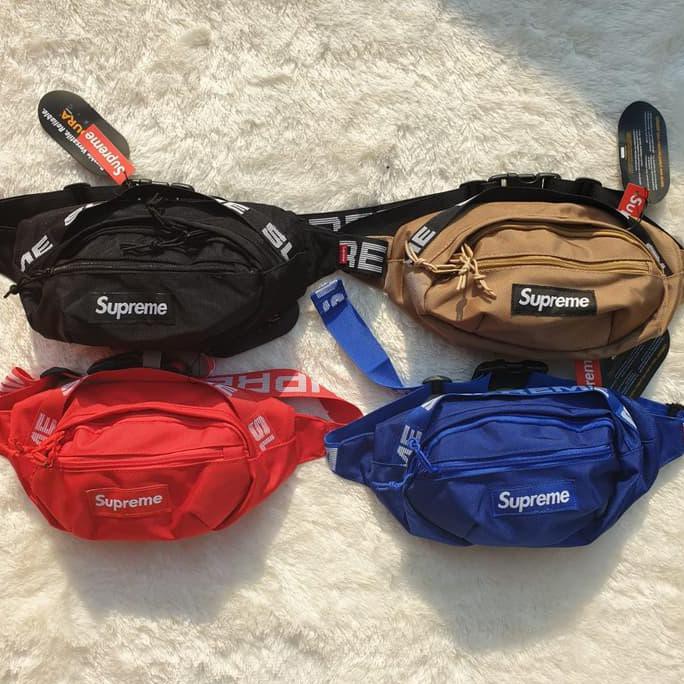 Kualitas Terbaik Tas waist bag supreme / waistbag supreme / selempang SS18 MIRROR ORI - Hitam MURAH