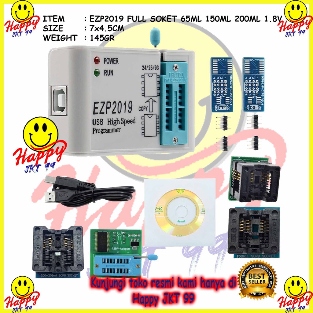 [ HAPPY JKT 99 ] FULLSET ALAT FLASH BIOS PROGRAMMER EZP2019 150ML+200ML+65ML+1.8V ORIGINAL