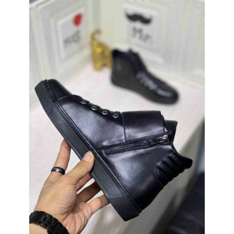 bisa cod sepatu pria sneaker high end philipp plein mirror shoes pp boots type lv 186-1 kulit