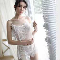 Long Night Set Lingerie Wanita Bahan Lace Tipis 2 Pcs Baju Sexy Seri 007