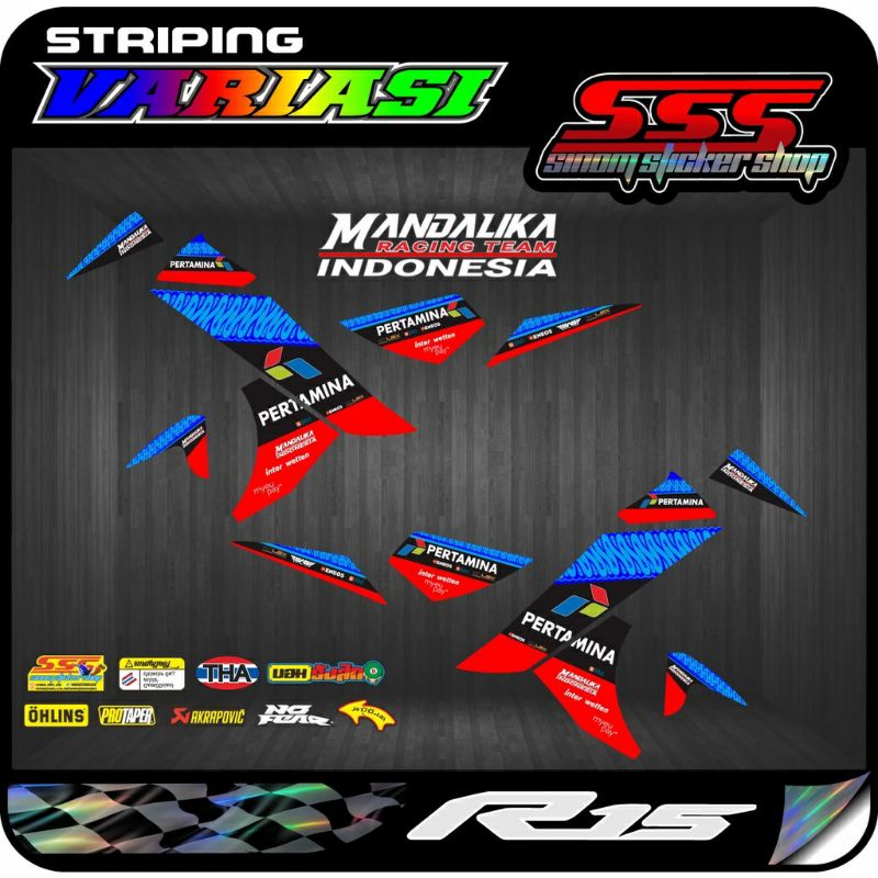 Striping Variasi Motor Yamaha R15 V2 Decal Motif MANDALIKA