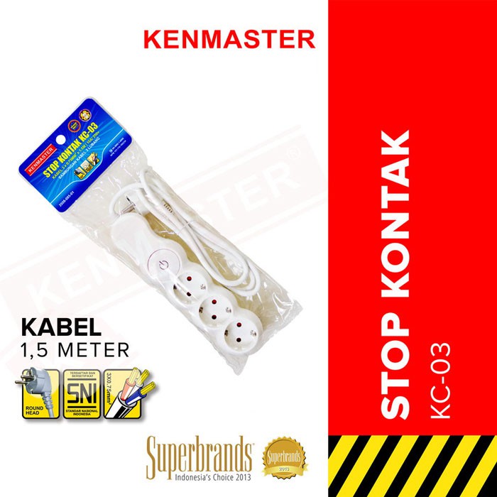 Kenmaster KC-03 Stop Kontak 3 Lubang Sambungan Kabel Colokan Listrik