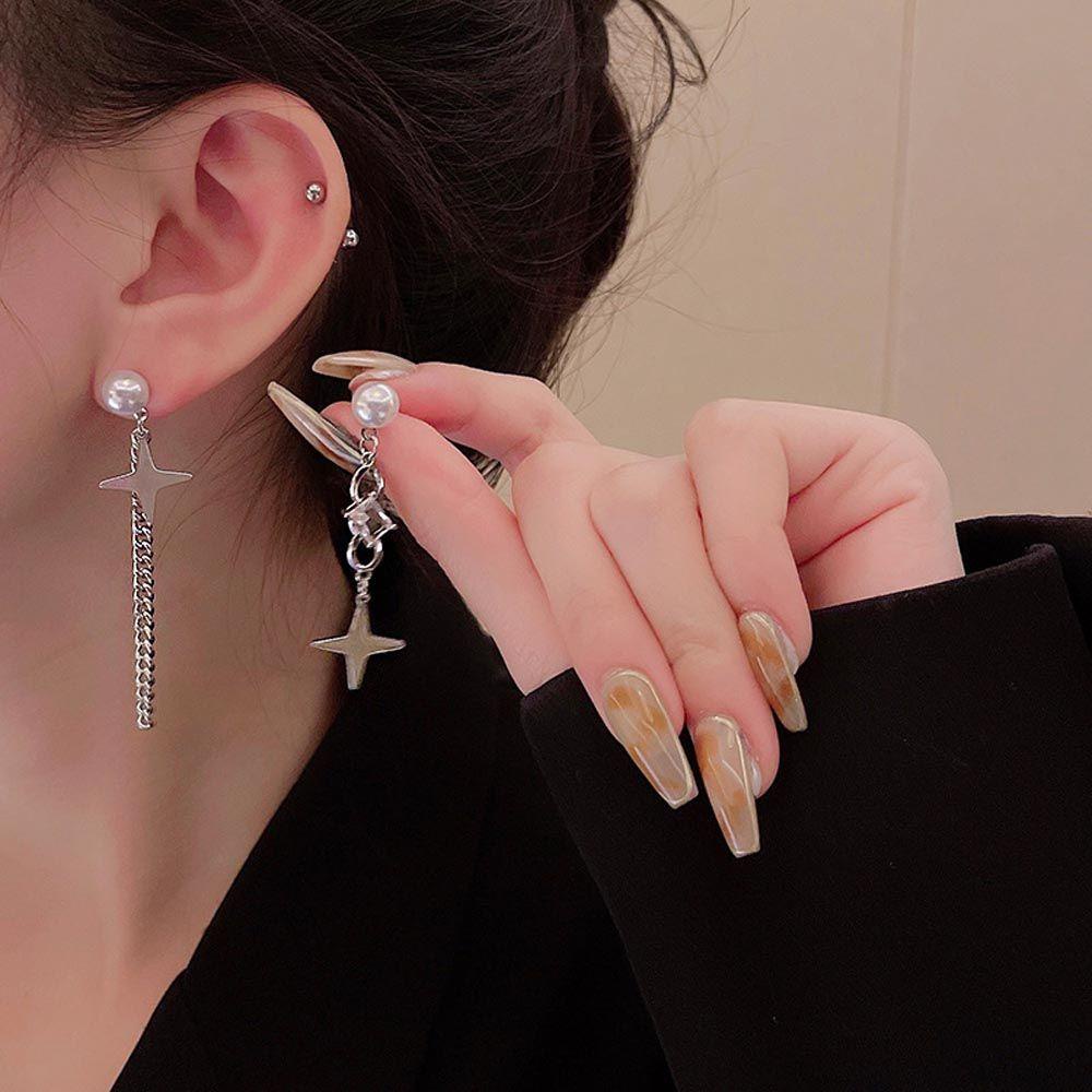 Mxbeauty Wanita Stud Earrings Punk Eleagnt Mutiara Temperamen Kristal Drop Earrings