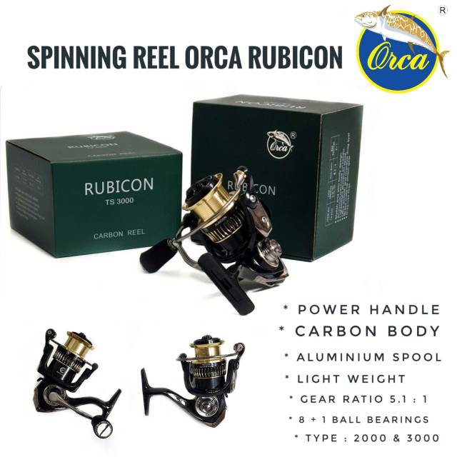 Reel Spinning Power Handle Orca Rubicon 2000 3000 Carbon Body