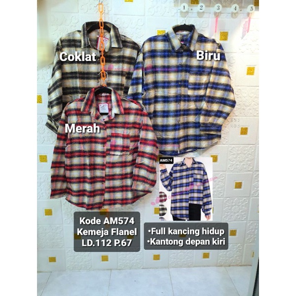 AM574 KEMEJA KOTAK BAHAN FLANEL FIT TO XL