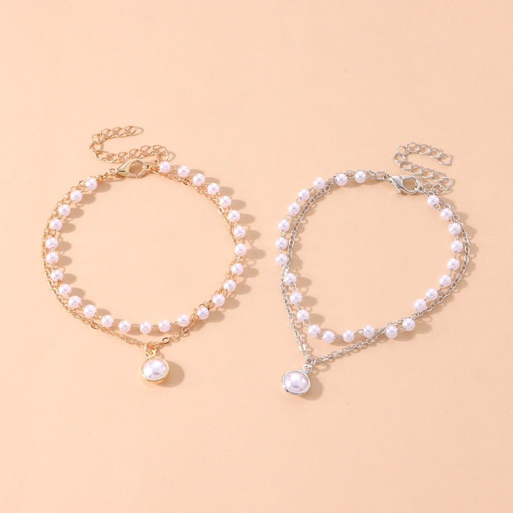 Fashion Pearl Necklace Bracelet Korean Women Pendant Necklaces Bracelets Gold Chain Choker Jewelry Accessories