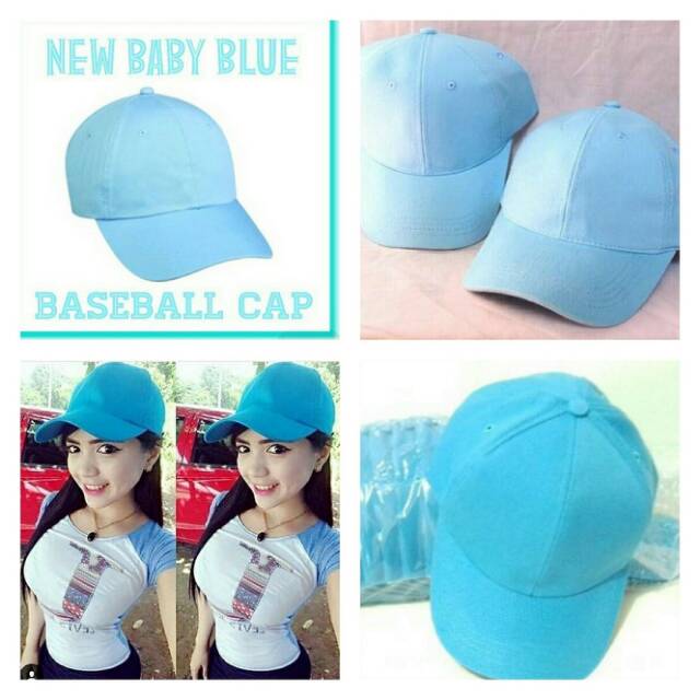 Topi baseball biru muda bahan rapel
