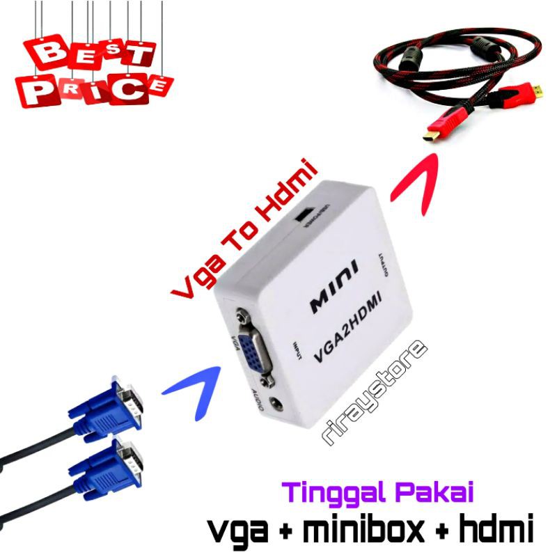 Kabel Vga To Hdmi Paket lengkap siap pakai