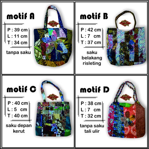 Totebag premium batik kain perca jinjing tenteng etnik oleh oleh khas malioboro jogja / tas batik wa