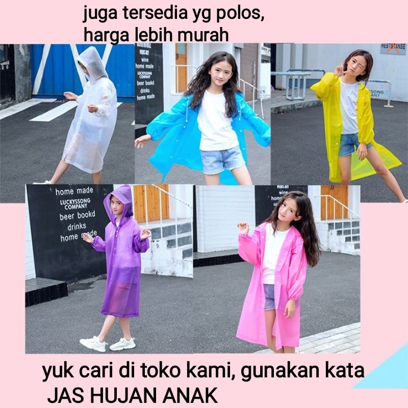 Jas Hujan Anak Ponco Motif Karakter Jas Hujan Anak Terusan / Rain Coat Kids 1 piece / Jas Hujan Karakter