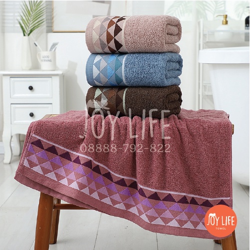 Handuk mandi katun 70cmx140cm / handuk dewasa / handuk motif mozaik terang daya serap tinggi dan lembut