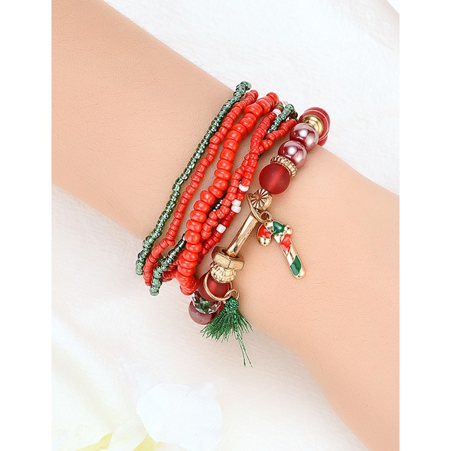 LRC Gelang Tangan Fashion Color Christmas Multi-layer Bracelet D18679