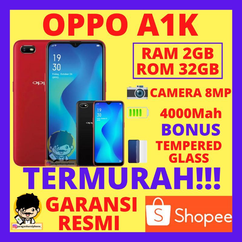 Oppo A1K Ram 2Gb Internal 32Gb Garansi Resmi Hp Oppo Opo A1K 2/32 Murah