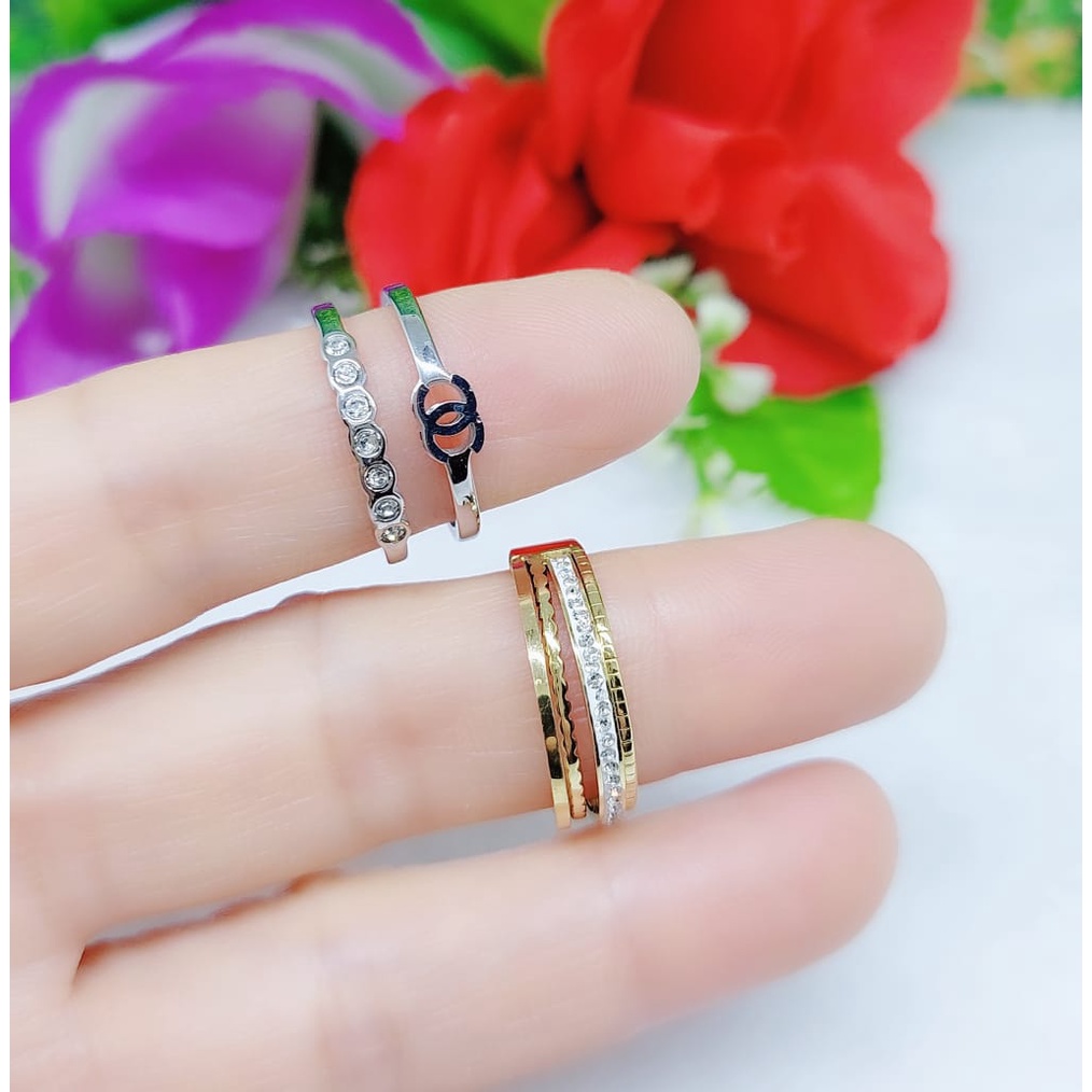 Cincin titanium permata perhiasan fashon 0324,0325