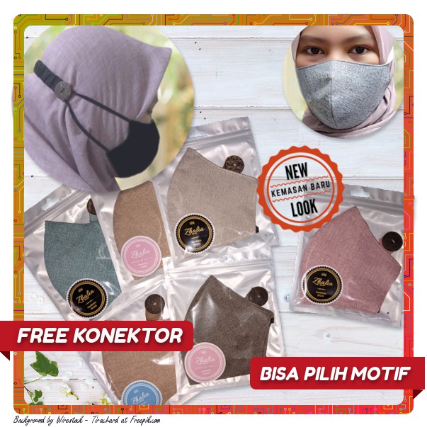 Masker Kain Hijab 3 Lapis Polos Headloop Duckbill 3 Ply Konektor Set Tali Serut Kerut Kriwil Katun Shopee Indonesia