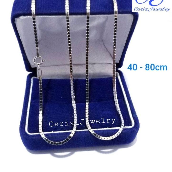 Special Price.. Kalung Perak Pria Wanita Silver Asli 925 Lapis Emas Putih Milano Kaca - Perhiasan Pe