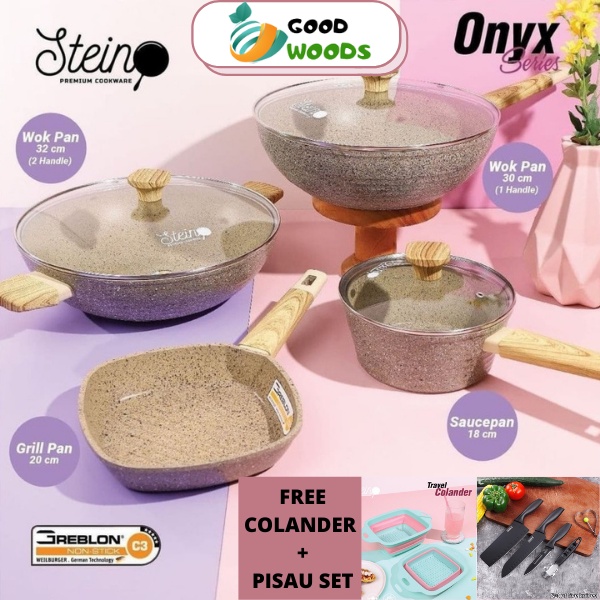 STEINCOOKWARE PAKET ONYX (FREE PISAU SET DAN 2 COLLANDER)