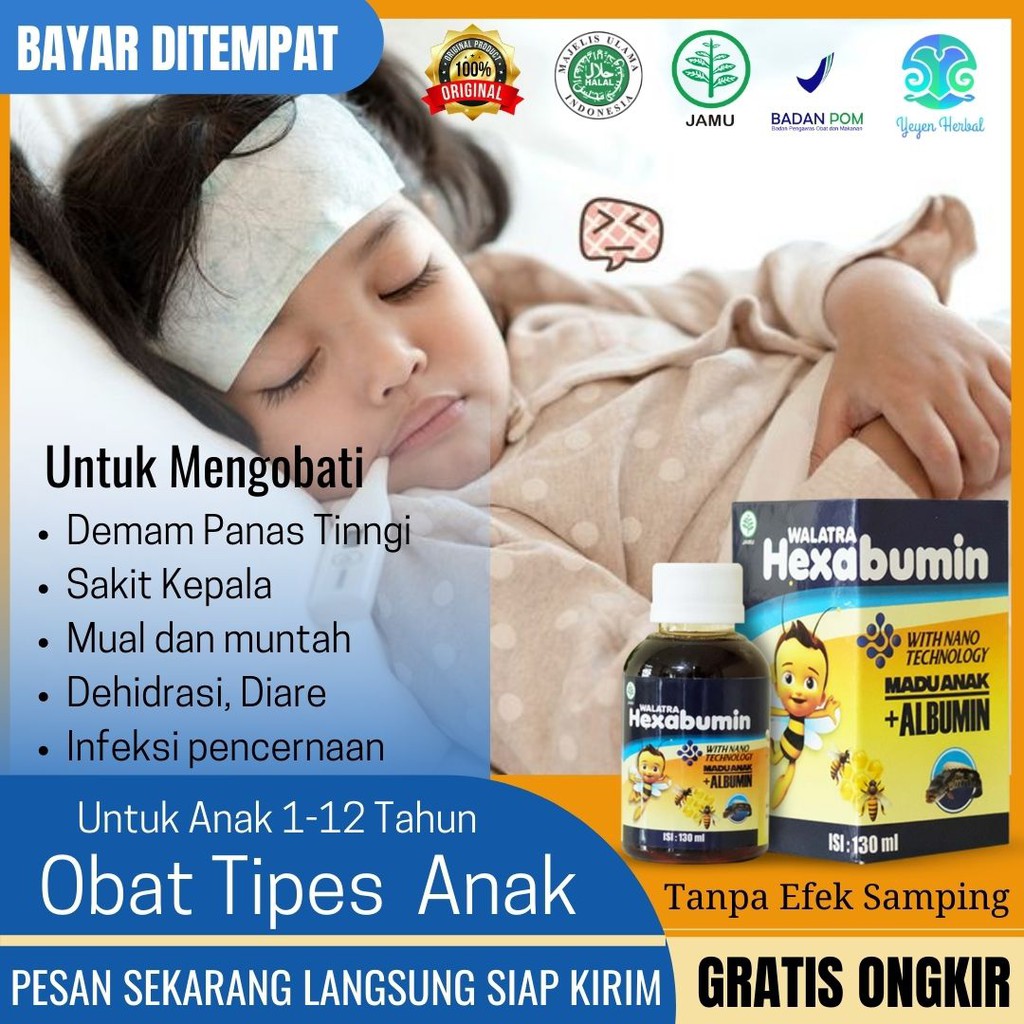 Obat Sakit Tipes Anak Demam Panas Tinggi Diare Infeksi Pencernaan MADU HEXABUMIN 100% ORIGINAL