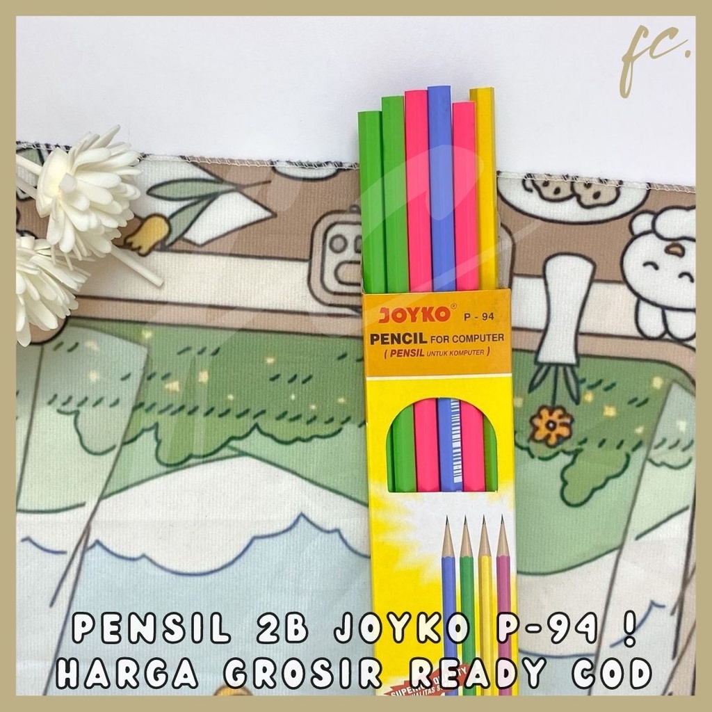 

Grosir 4 / 8 / 12 Pcs 1 Lusin Pensil Kayu 2B Ujian Merk JOYKO P-94 Pencil For Computer ASLI 100% ORIGINAL Ready COD