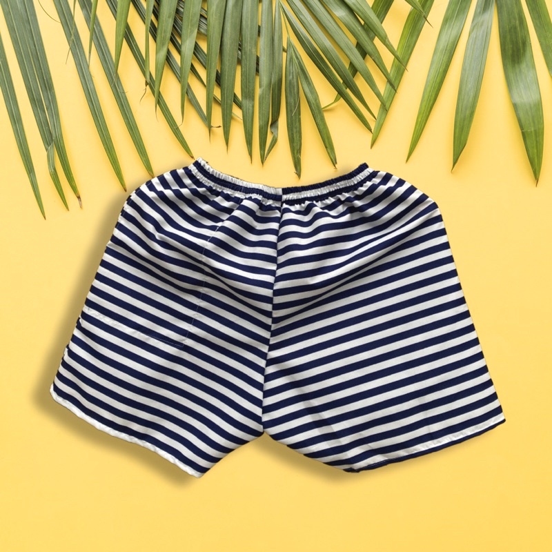 ECER HARGA GROSIR TERMURAH DI SHOPEE CELANA BOXER CELANA PENDEK  PRIA WANITA CELANA KOLOR CELANA KOTAK CEALANA MOTIF-Navy Strip