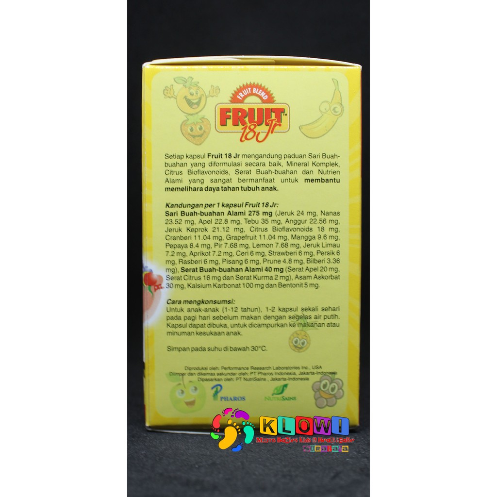 Fruit 18 Jr 30 Kapsul /Suplemen Anak / Vitamin Anak / Daya Tahan Tubuh Anak / Original