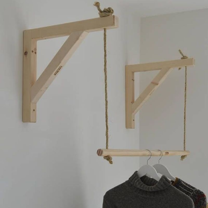 Rak Gantung Kayu Hanger Baju Minimalis Shopee Indonesia