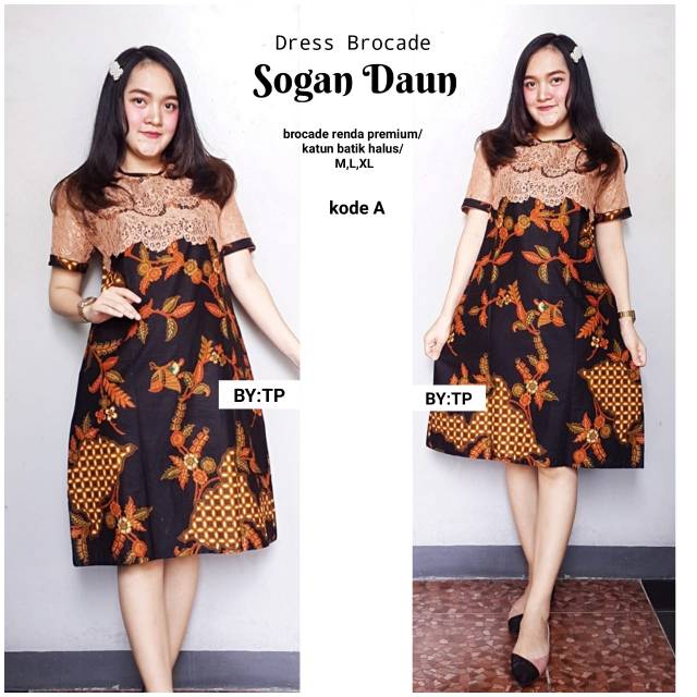 Dress brocade sogan daun