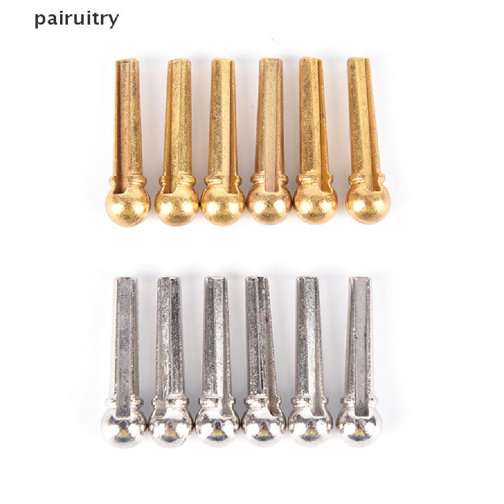 Prt 6pcs Pin Bridge Gitar Akustik Bahan Metal Warna silver / Emas PRT