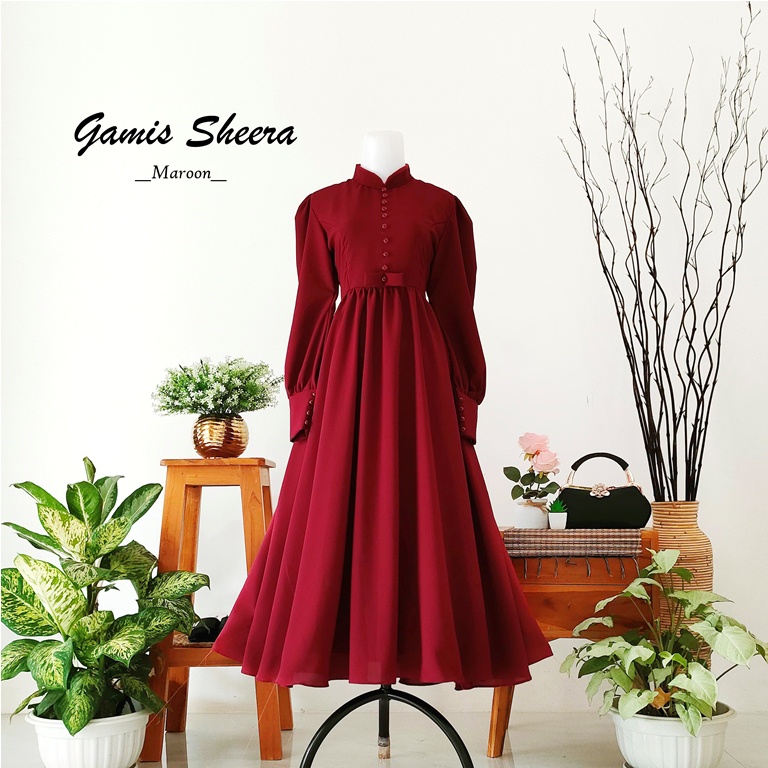 Gamis Sheera Maroon | Baju Unik | Gamis lebaran murah | Gamis lebaran keluarga | Gamis couple family | Gamis toyobo | Gamis anak dan dewasa terbaru | seragam lebaran keluarga