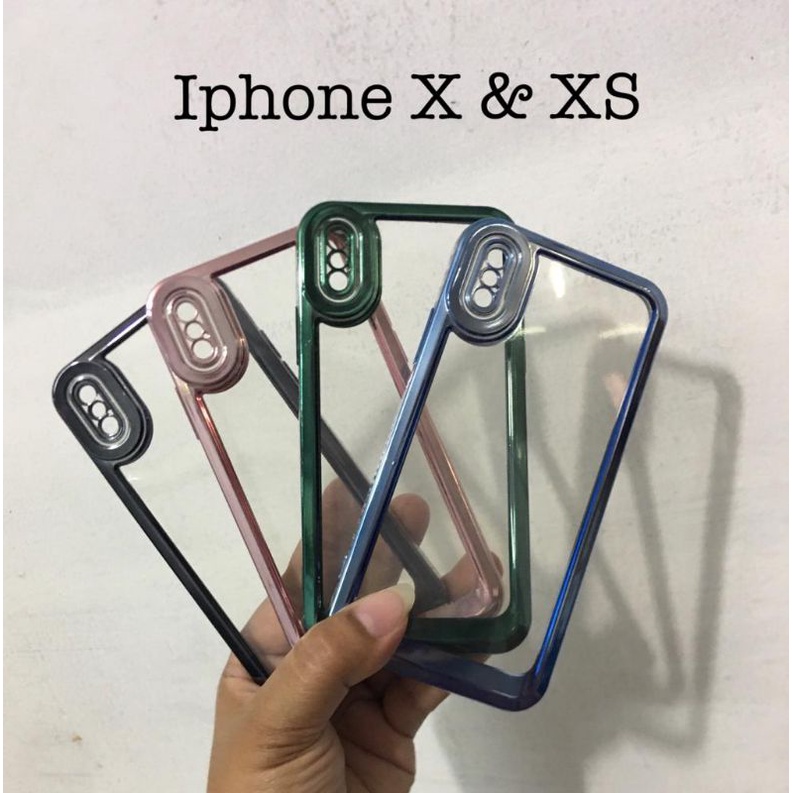 Case Hp Iphone X Xs Case Transparan List Chrome Proteck Kamera #case#casehp#casemurah#caseiphone