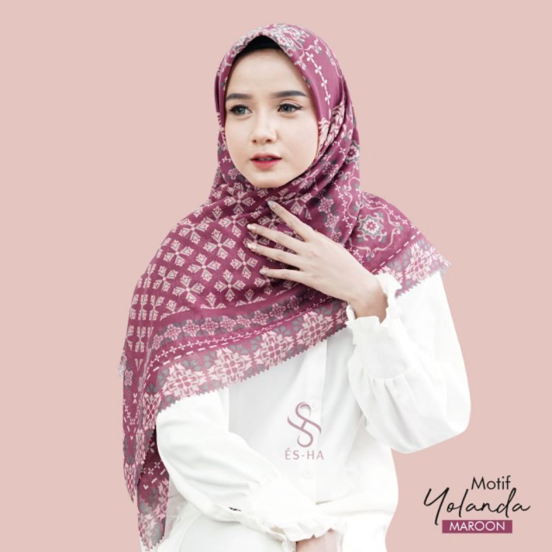 COD HIJAB MOTIF SEGIEMPAT TERBARU / VOAL PREMIUM MITIF POLKA UNGGU