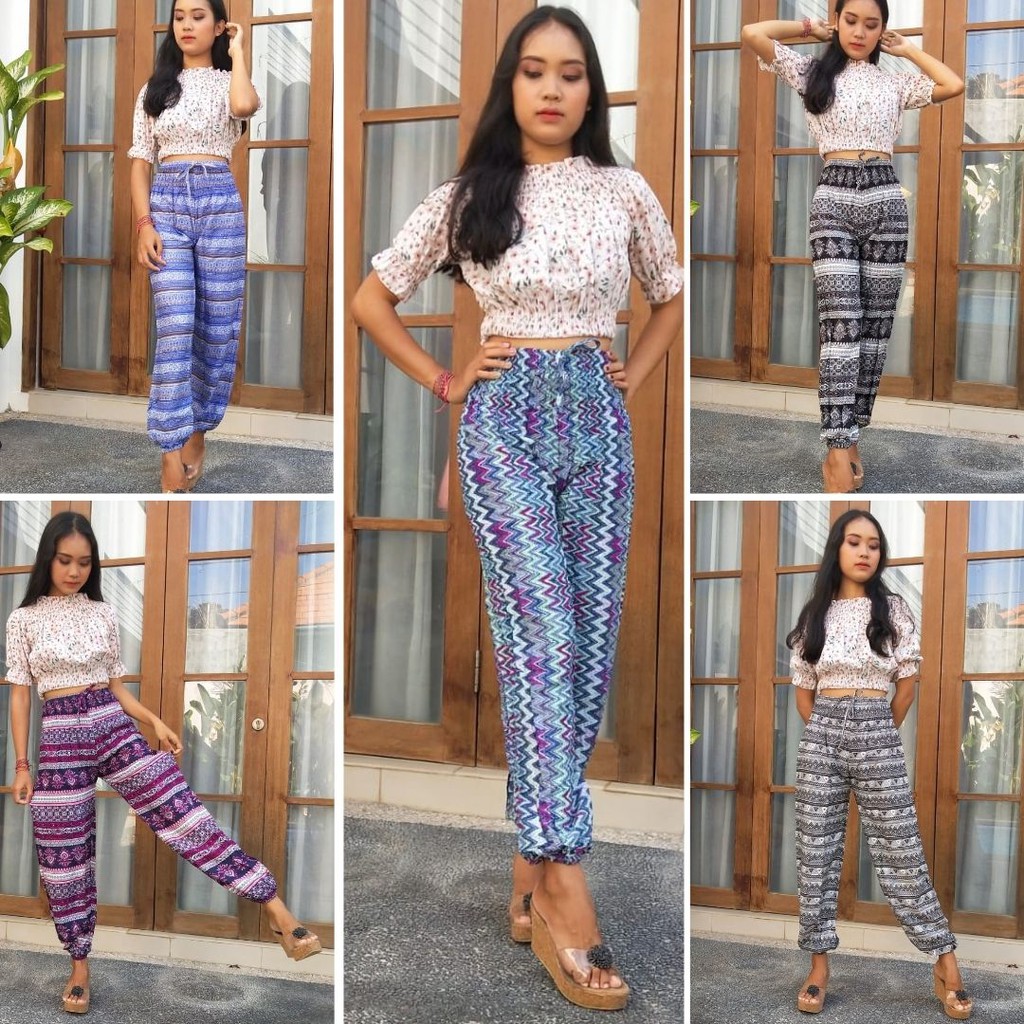 Celana Panjang Wanita Etnik Bali | Kulot Aladin Motif Murah