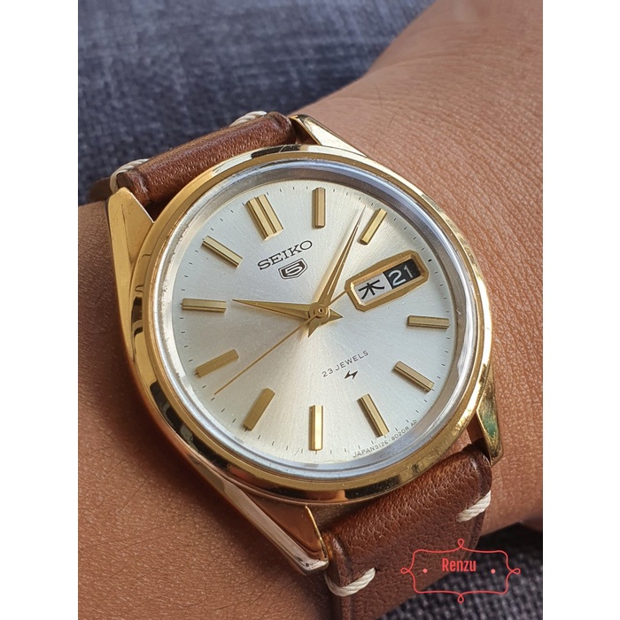 Jam Seiko 5 Automatic 5126-8020 Gold Kanji Vintage