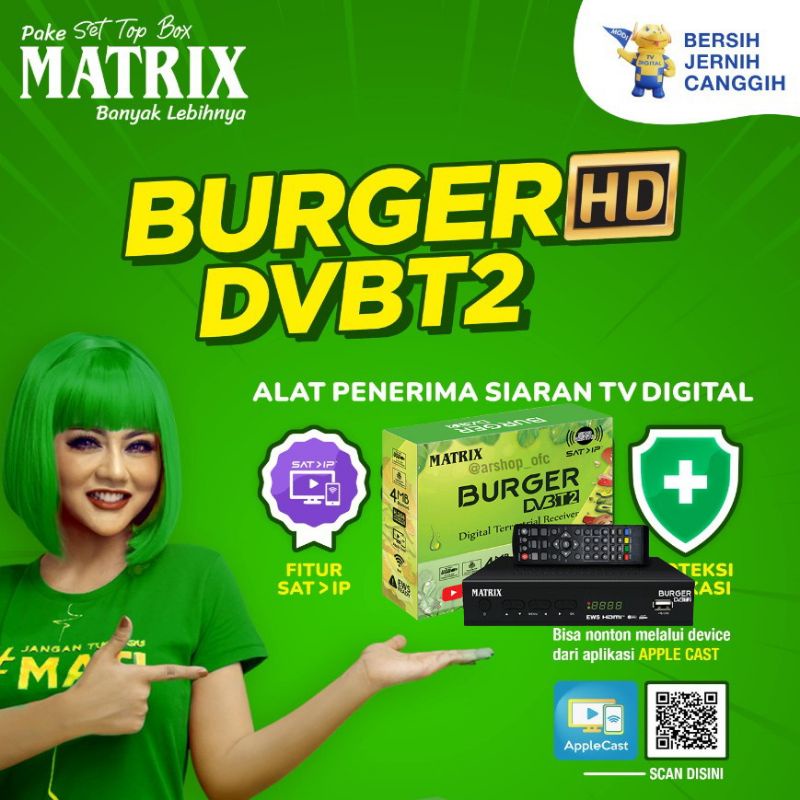 Set Top Box TV Digital Matrix Burger HD DVB-T2