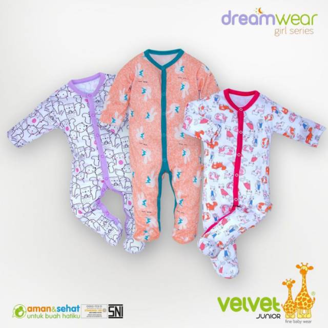 Sleepsuit Baju Tidur Velvet Junior bayi Dreamwear piyama sambung Makassar