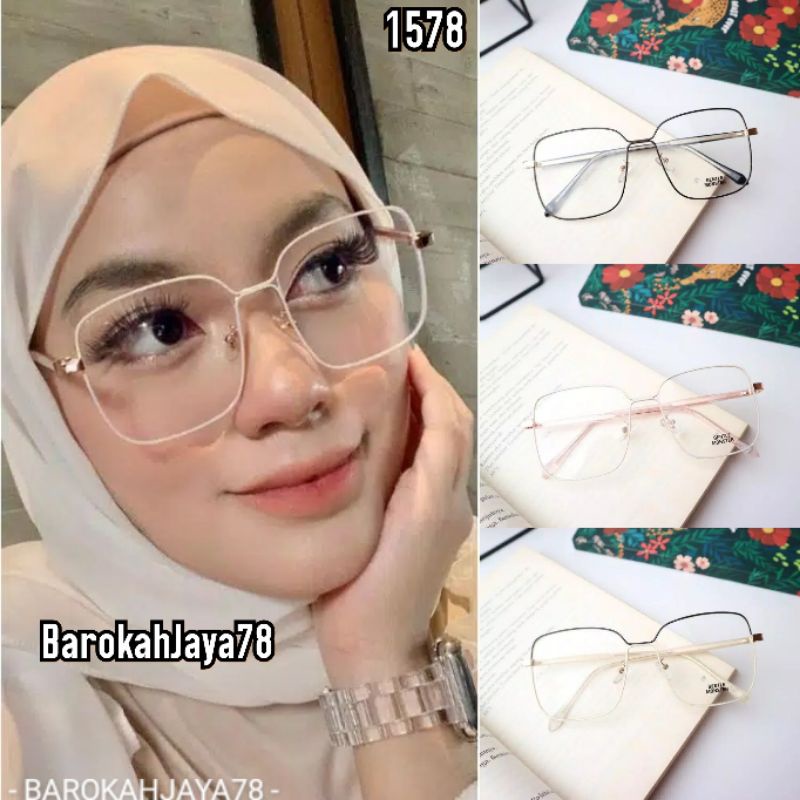 Kacamata Wanita 1578, Kacamata Lensa Photocromic, Kacamata Minus Antiradias, Kacamata Wanita Murah