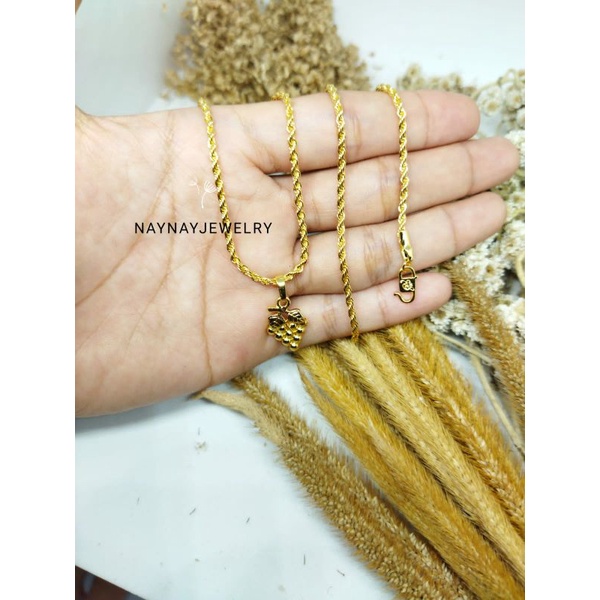 Kalung Tambang 45cm warna emas 24k